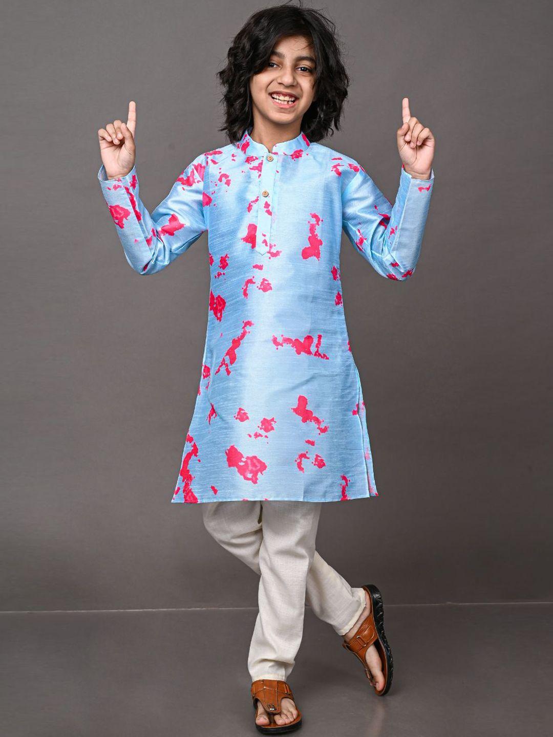 vesham boys blue printed kurta with pyjamas