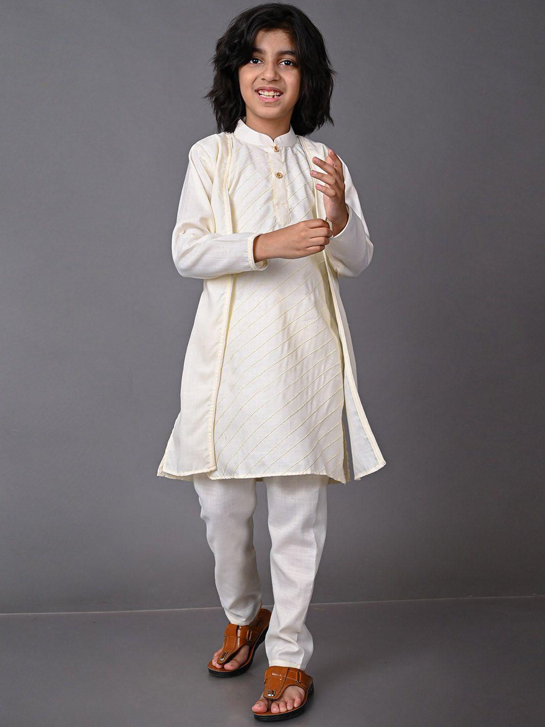 vesham boys cream-coloured kurta  set with pyjamas
