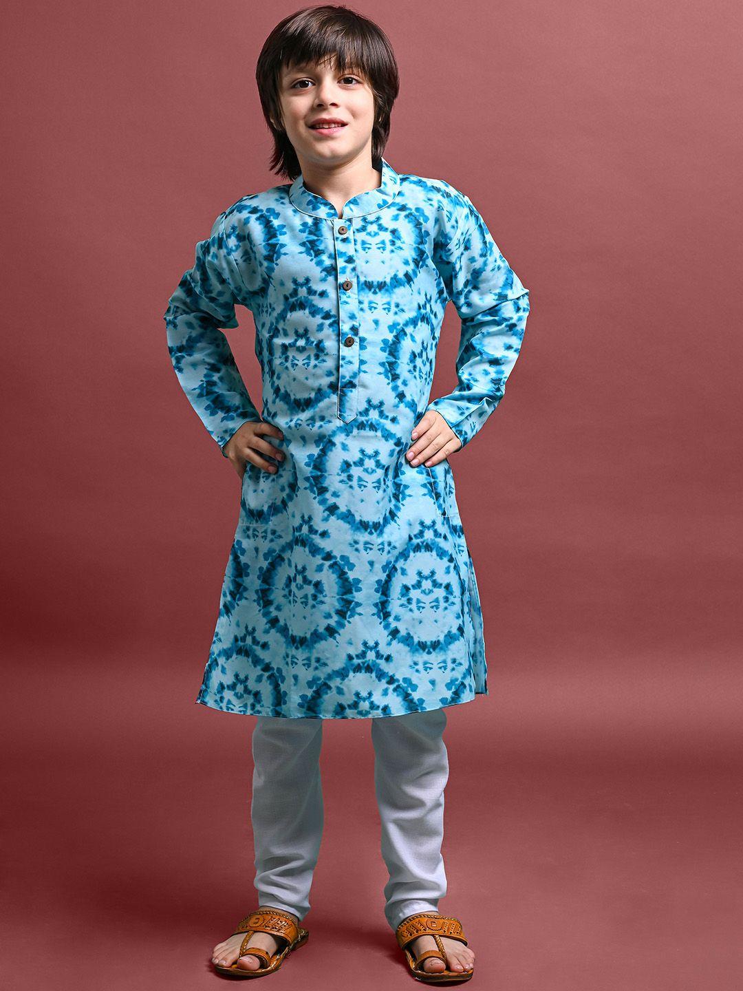 vesham boys dyed band collar kurta with pyjamas