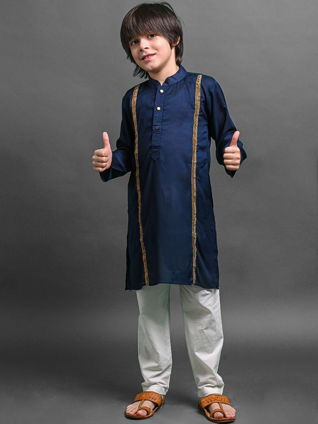 vesham boys embellished regular beads & stones kurta with pyjama