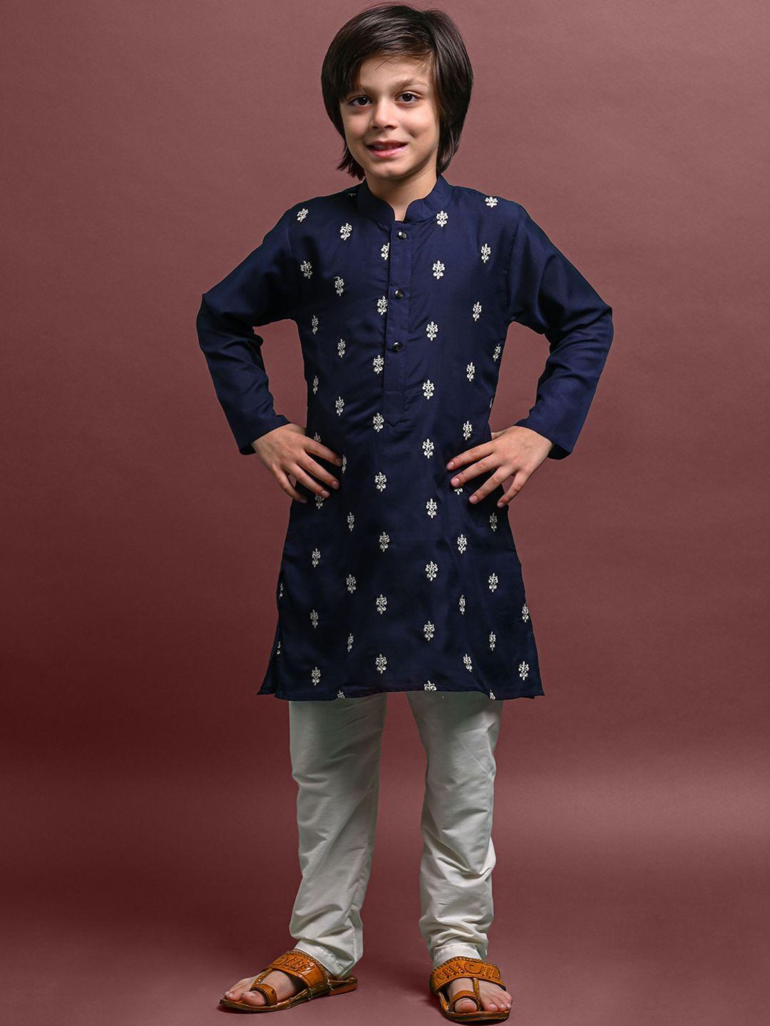 vesham boys ethnic motifs embroidered kurta with pyjamas