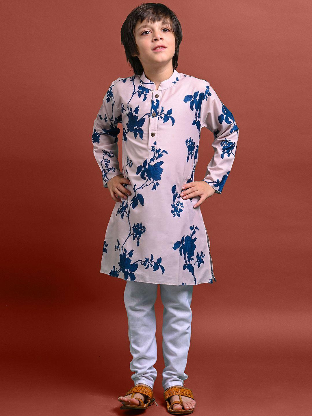 vesham boys floral printed regular kurta with pyjamas