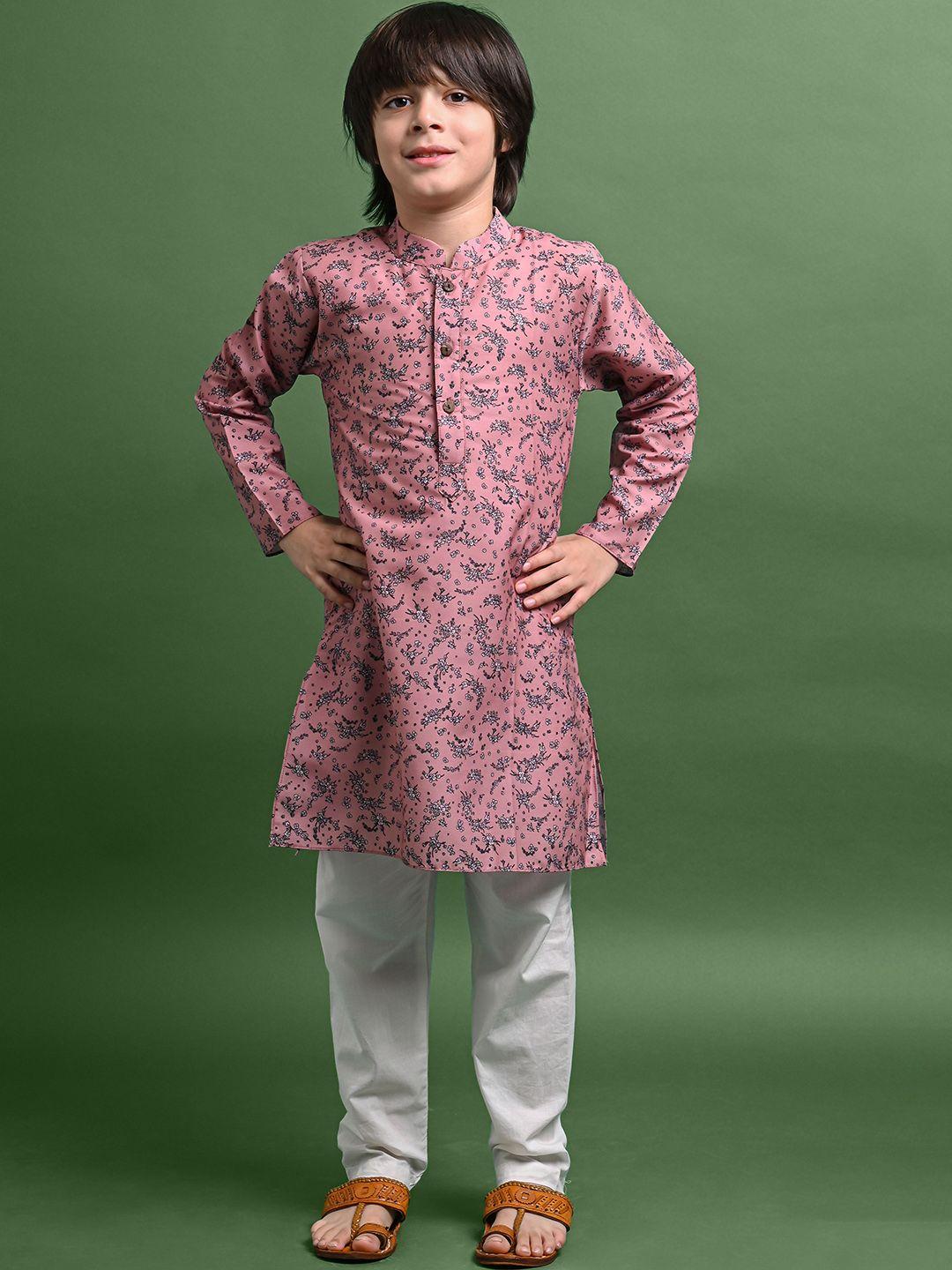 vesham boys floral printed regular kurta with pyjamas