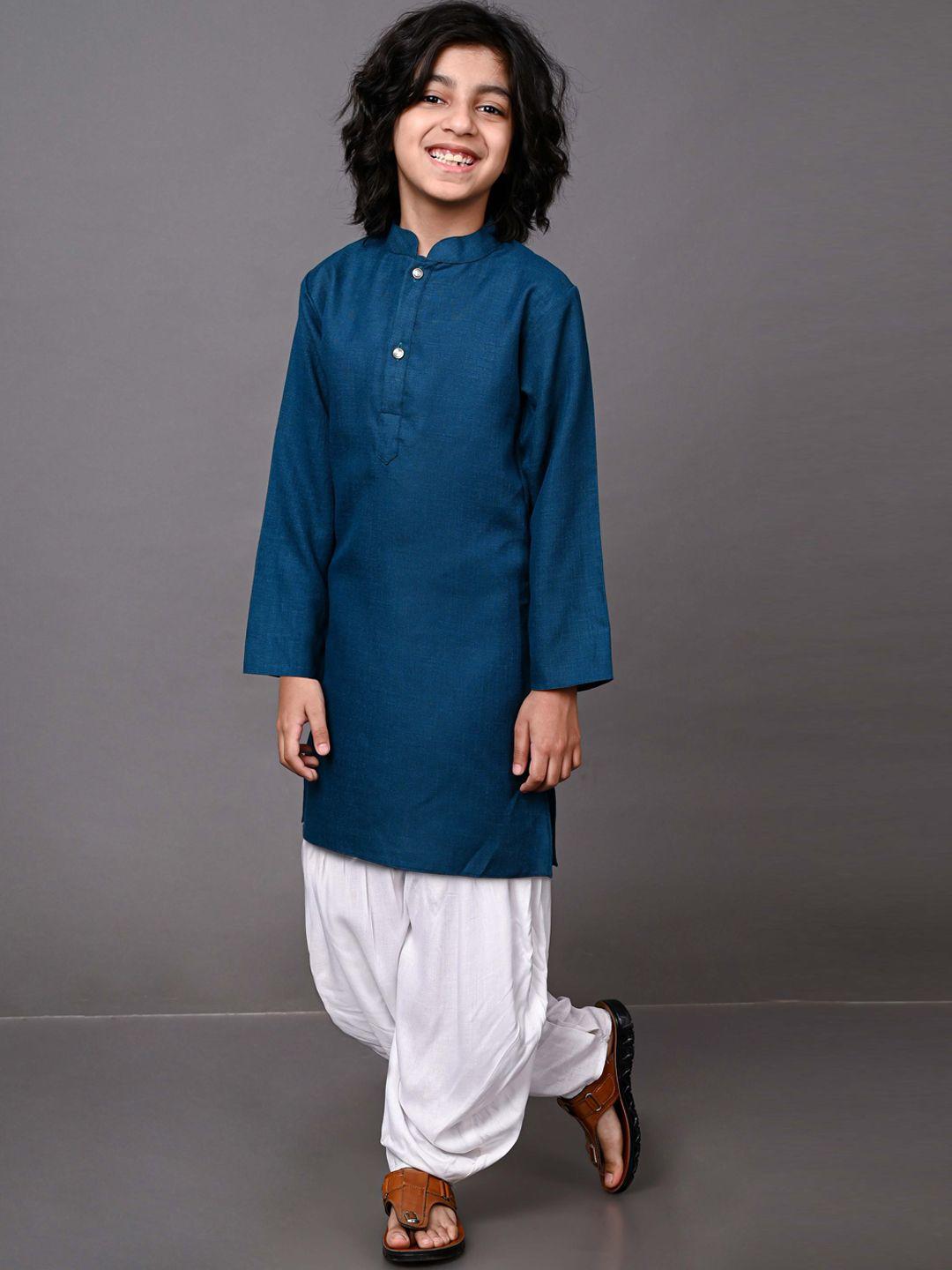 vesham boys green & white kurta with patiala