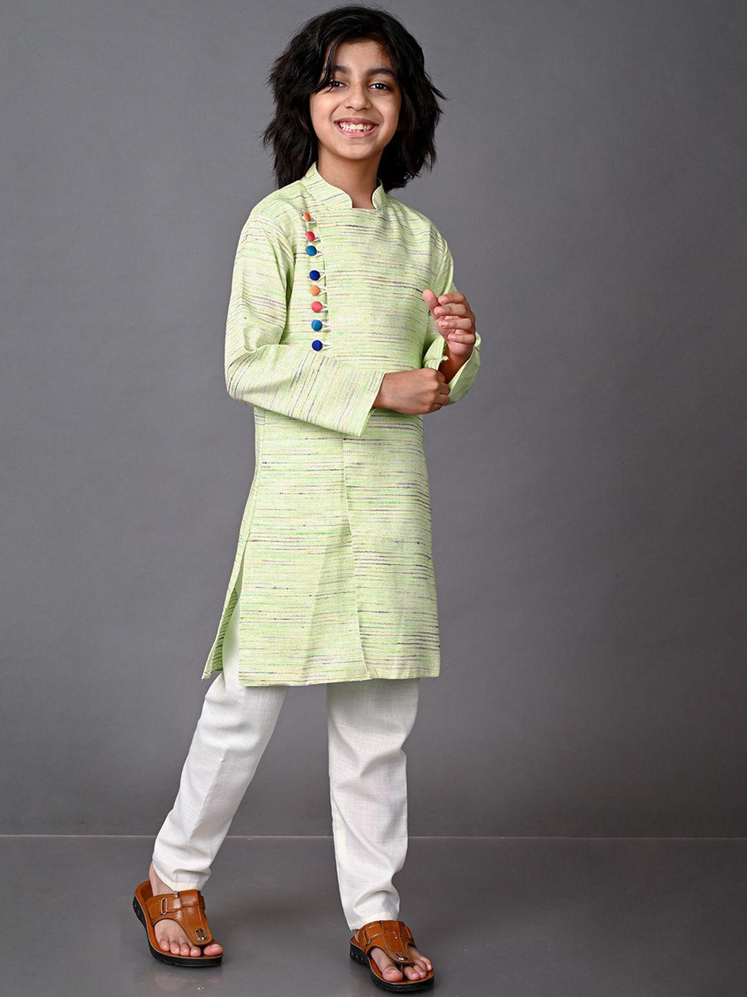 vesham boys green angrakha kurta set  with pyjamas
