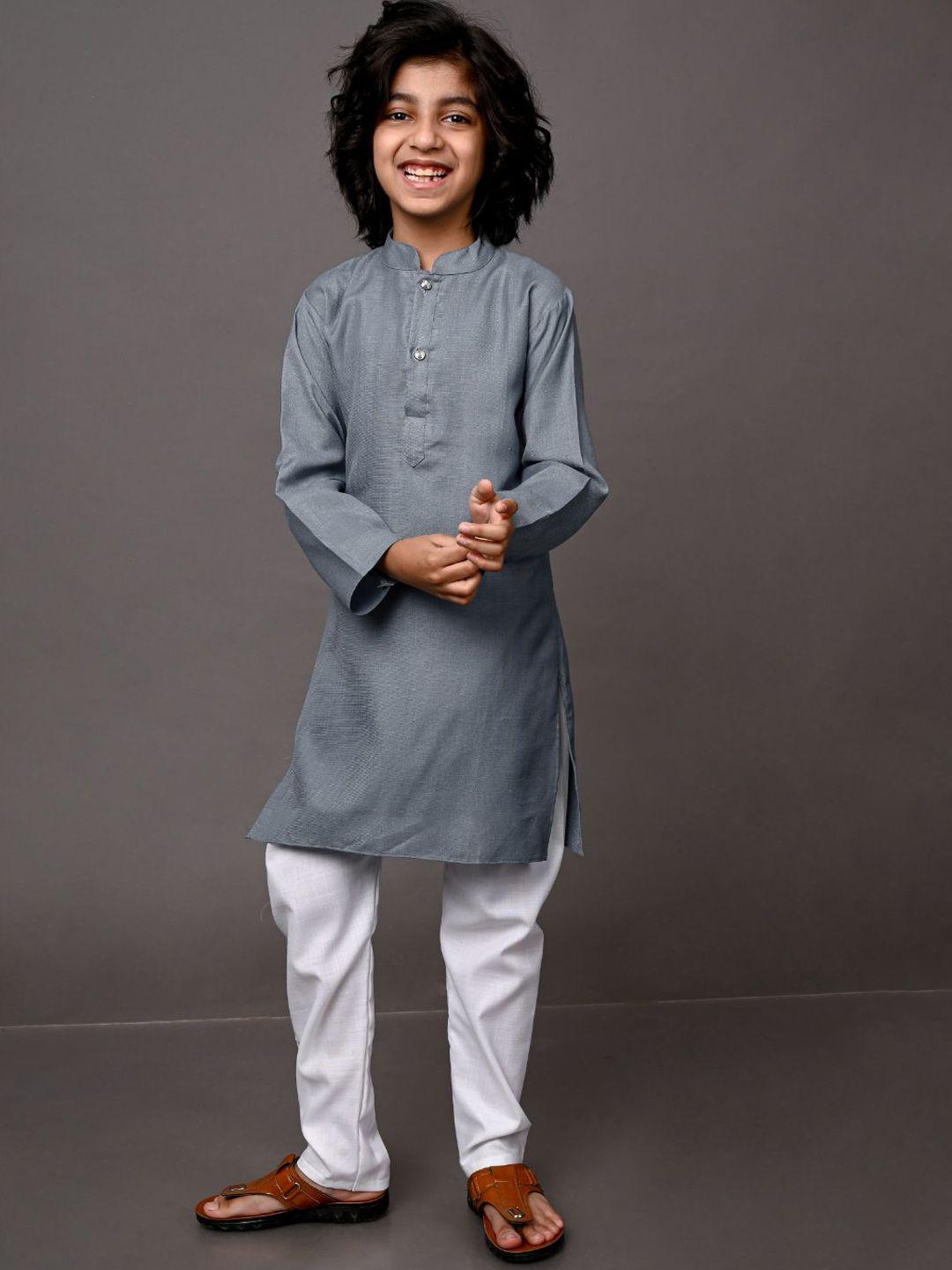 vesham boys grey  & white kurta with pyjamas