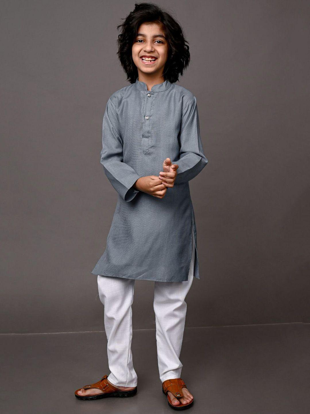vesham boys grey kurta with pyjama set