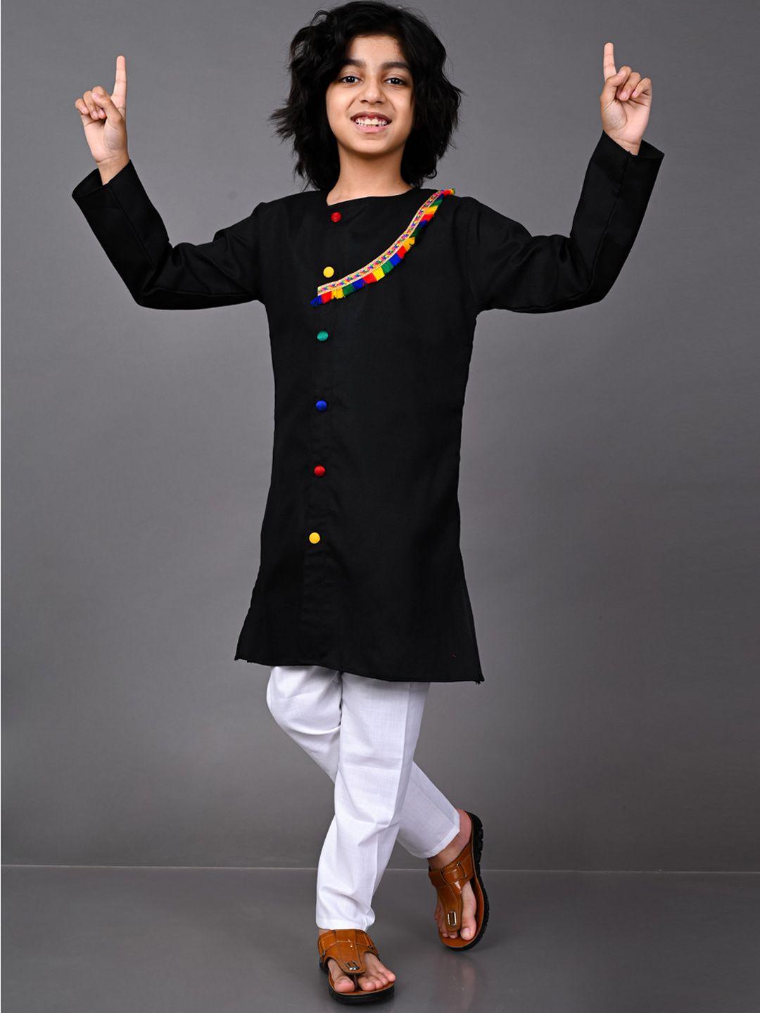 vesham boys lace embellished angrakha kurta with pyjama