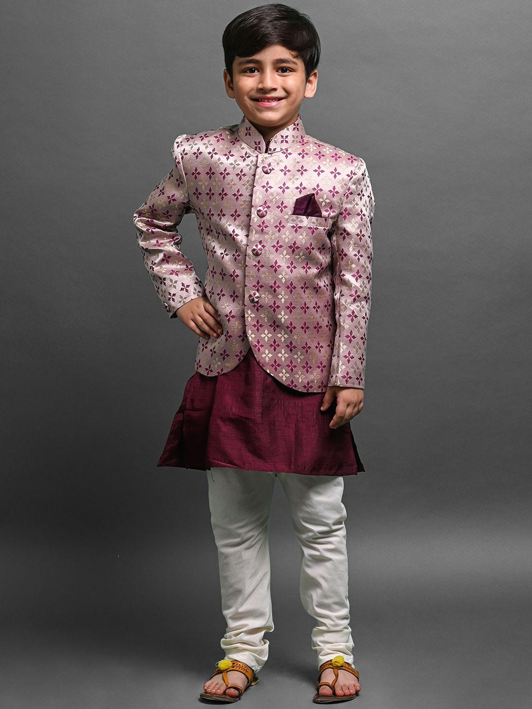 vesham boys mandarin collar kurta with pyjamas & jacket