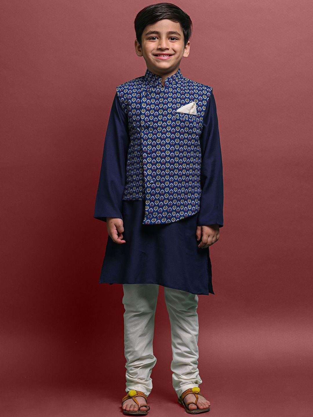 vesham boys mandarin collar kurta with pyjamas & nehru jacket