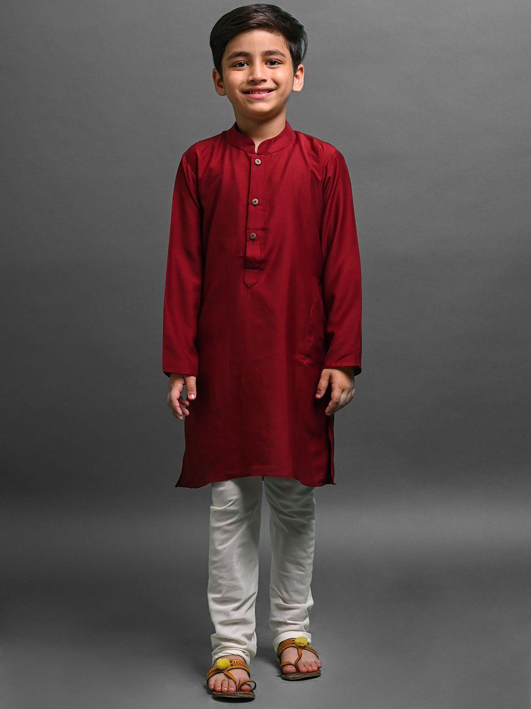 vesham boys mandarin collar straight kurta with pyjamas