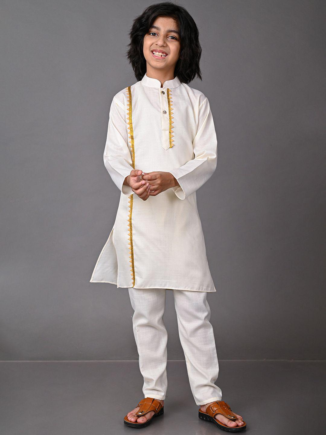 vesham boys off white kurta with pyjamas