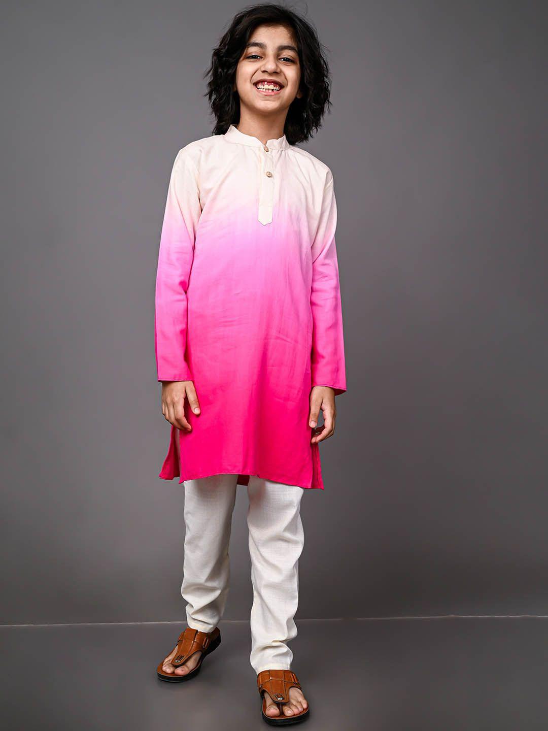 vesham boys pink dyed kurta with pyjama set
