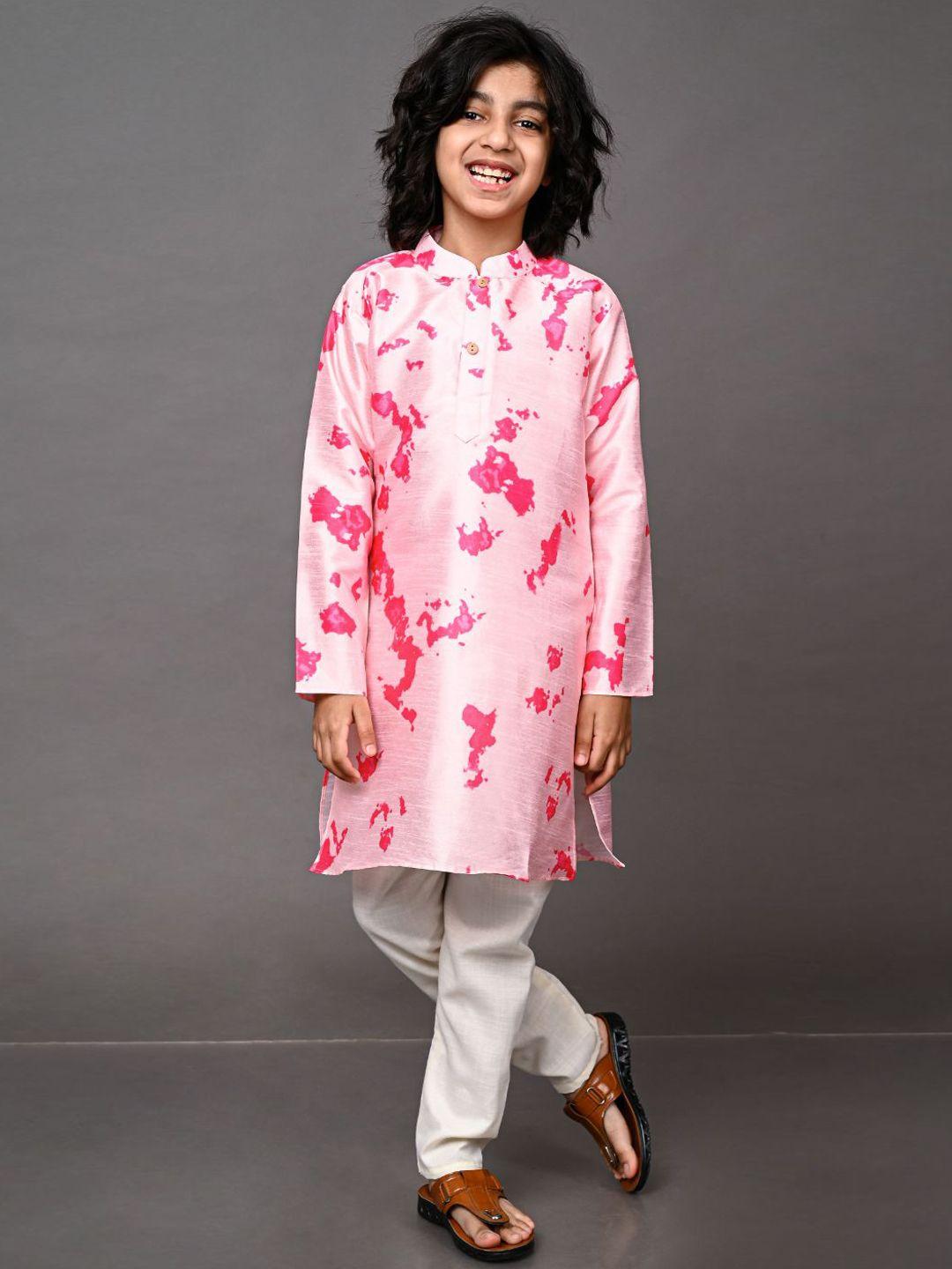 vesham boys pink floral printed kurta with pyjama