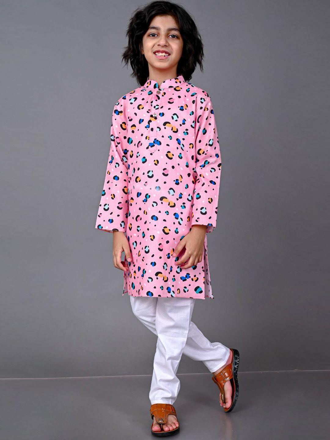 vesham boys pink printed kurta with pyjama set