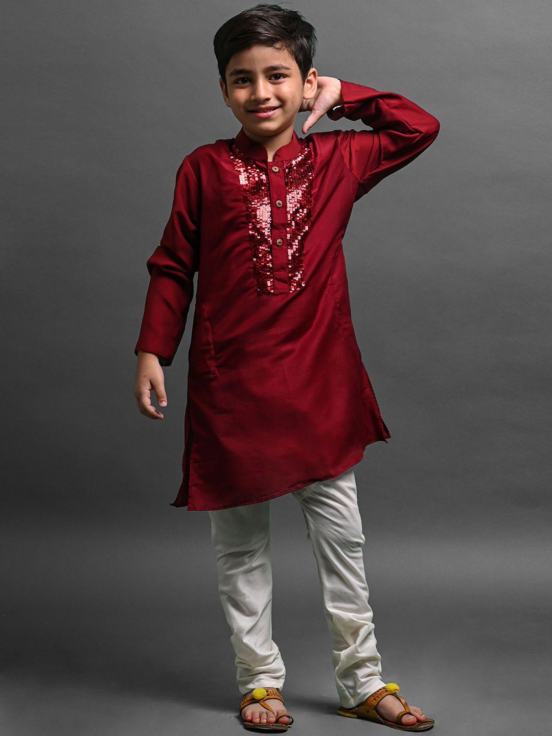 vesham boys regular sequinned kurta with pyjamas