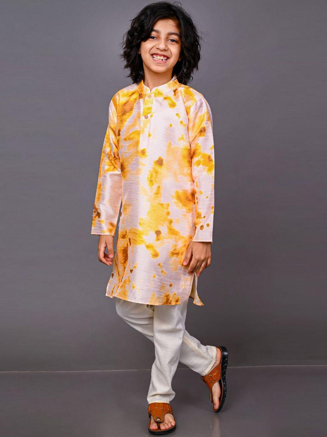 vesham boys yellow angrakha kurta straight pyjamas