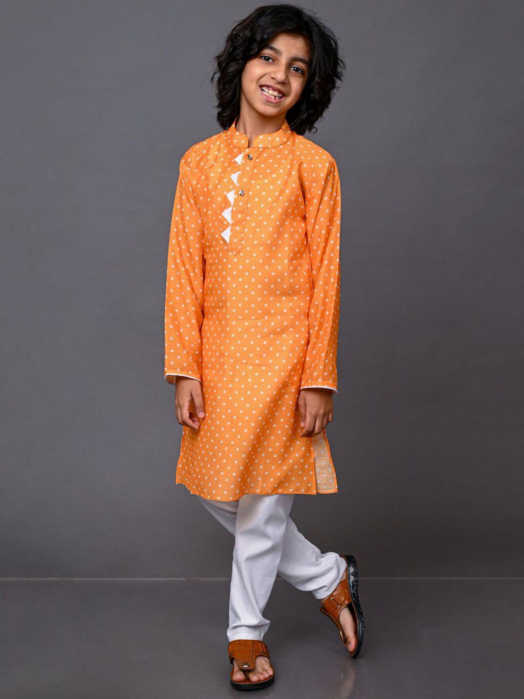 vesham boys yellow bandhani printed kurta with pyjamas