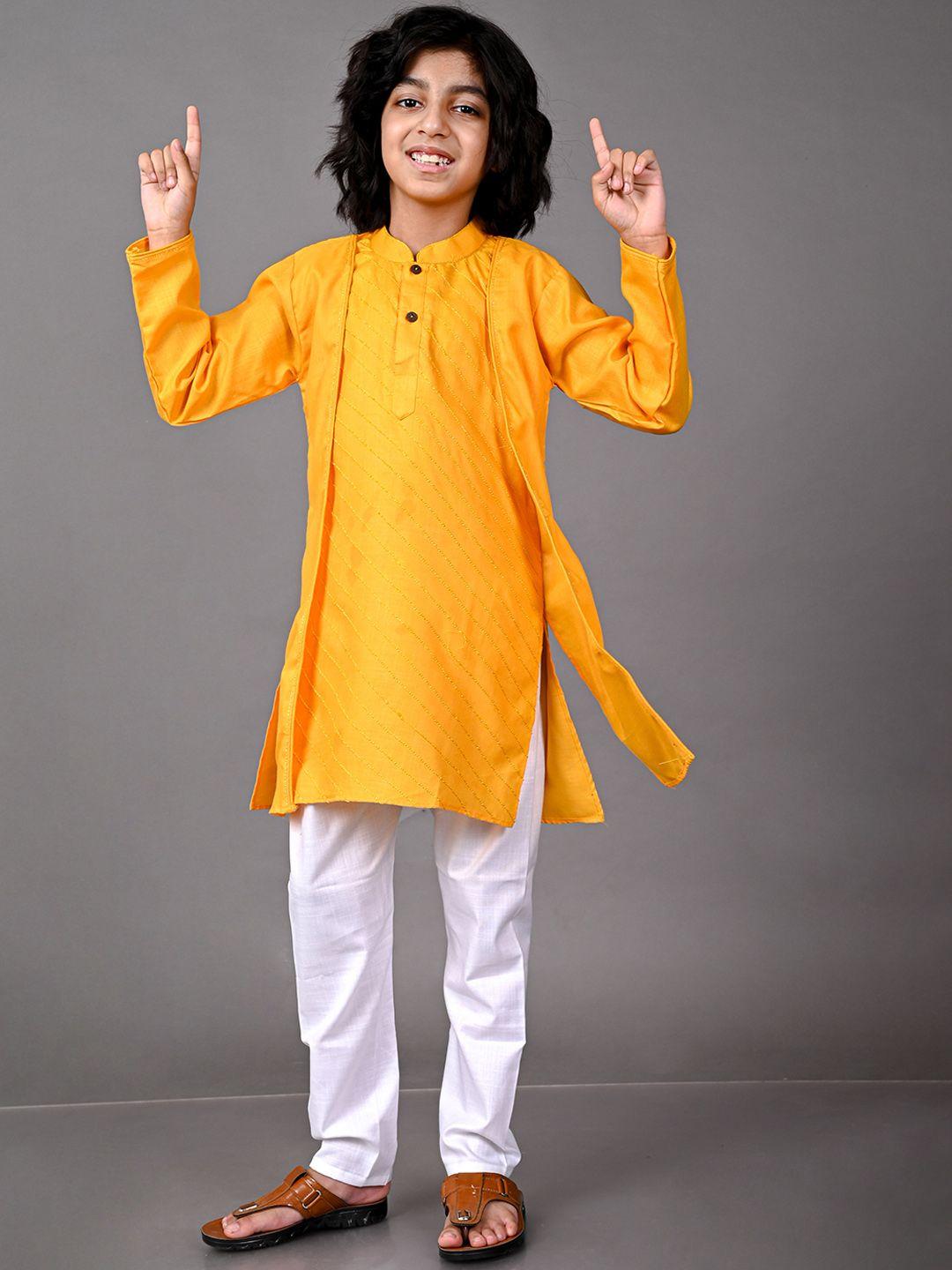 vesham boys yellow kurta set with pyjamas