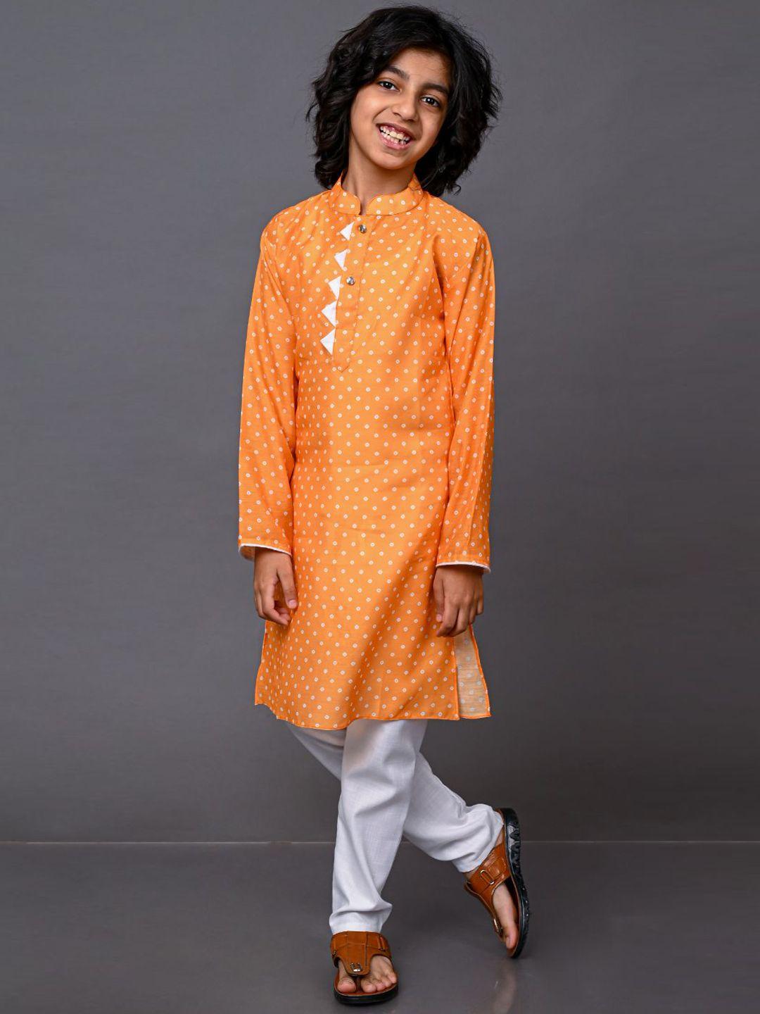 vesham boys yellow printed kurta with pyjamas