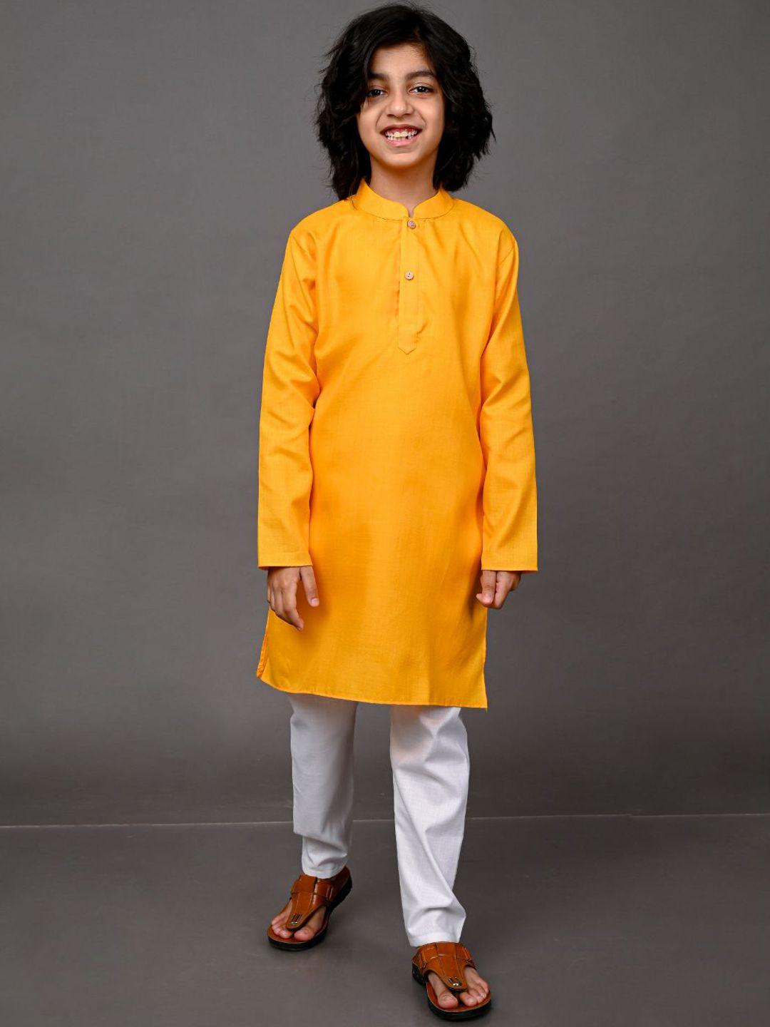 vesham boys yellow solid  kurta with pyjama set