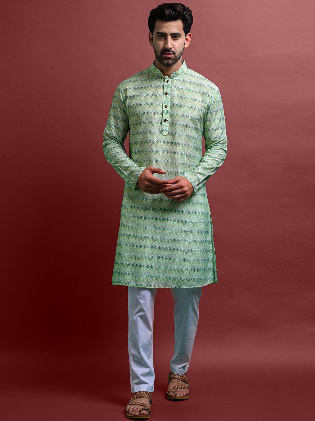 vesham geometric printed regular kurta with pyjamas