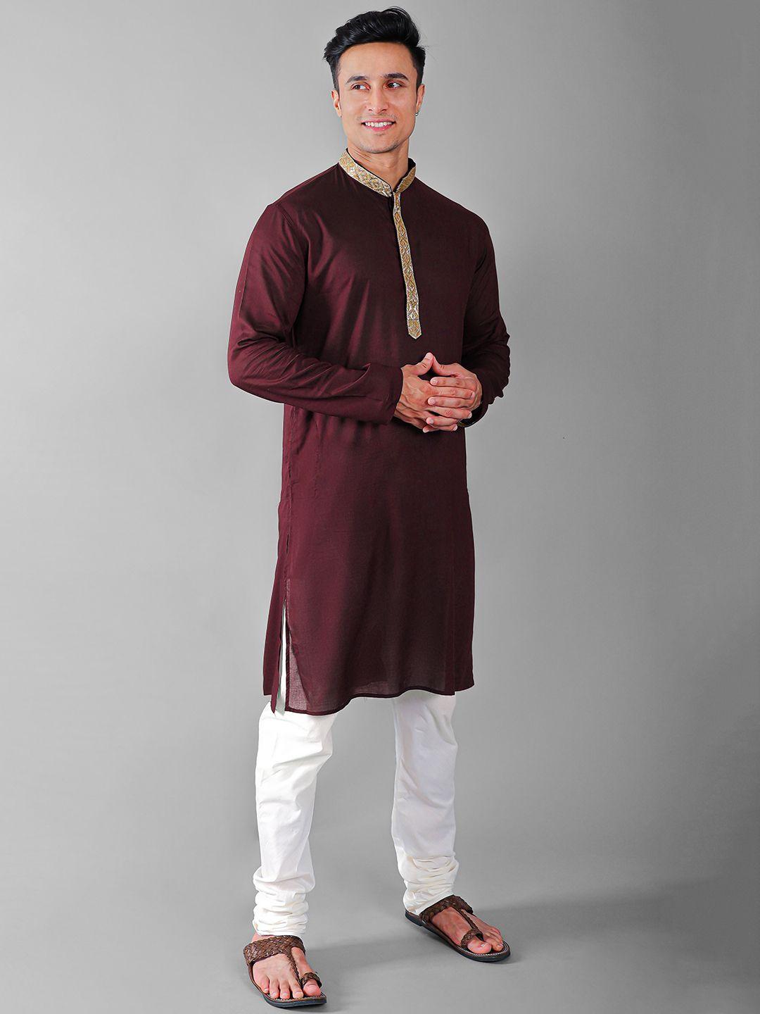 vesham gotta patti mandarin collar straight kurta with churidar