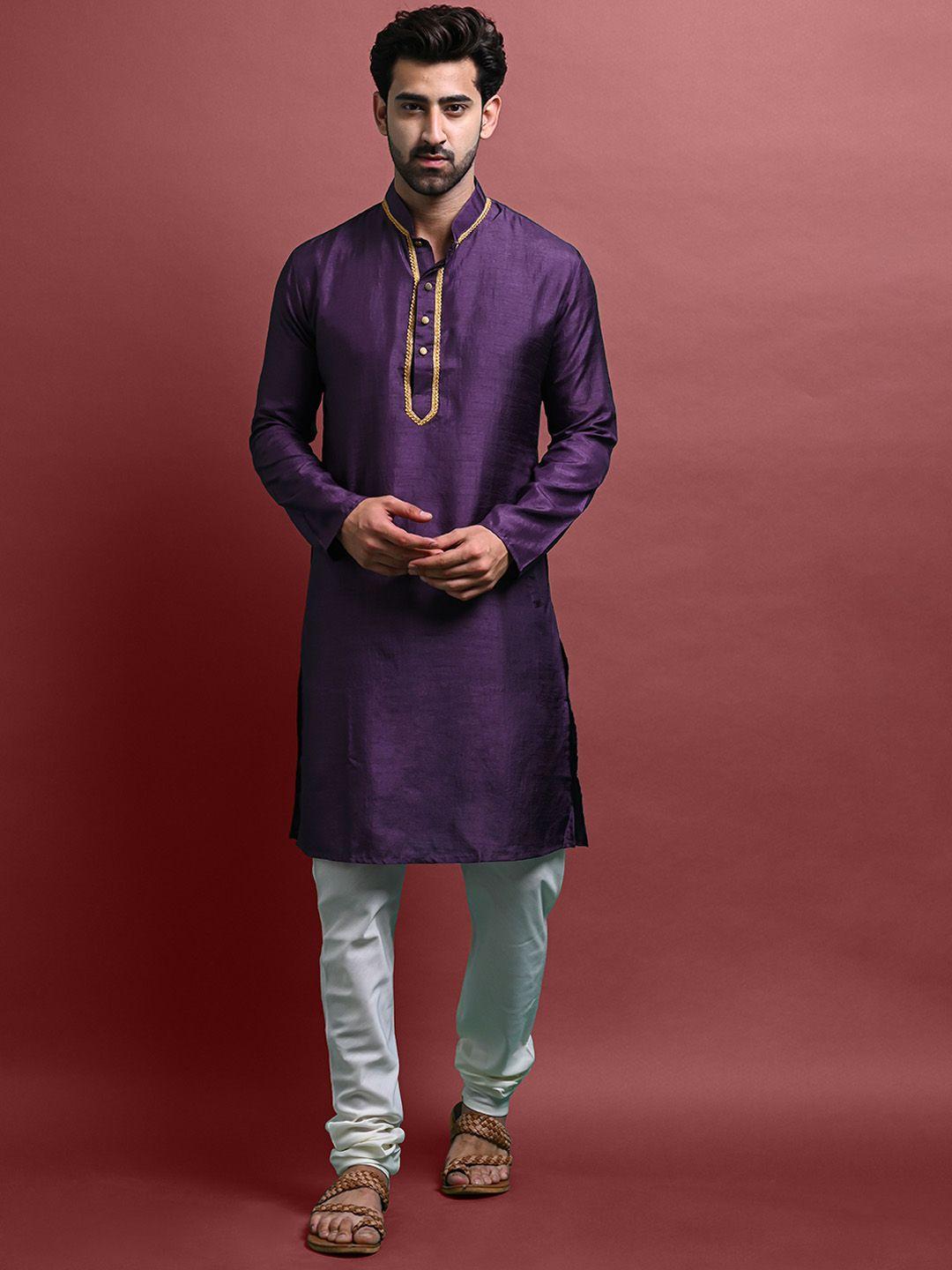 vesham mandarin collar regular kurta with churidar