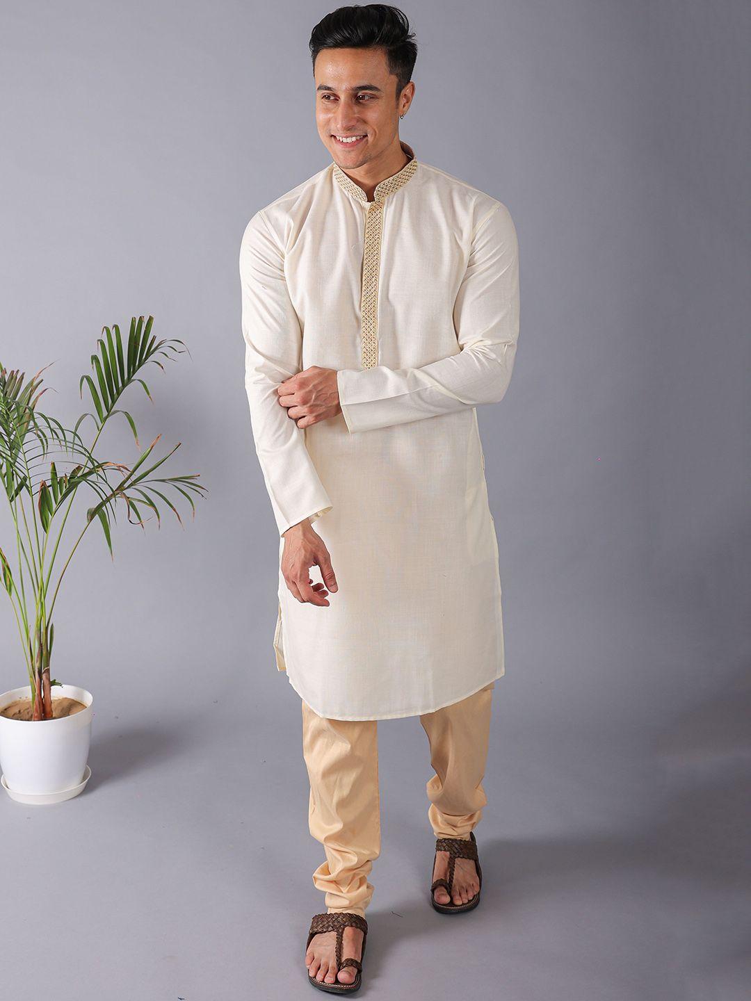 vesham mandarin collar sequinned regular kurta with pyjamas