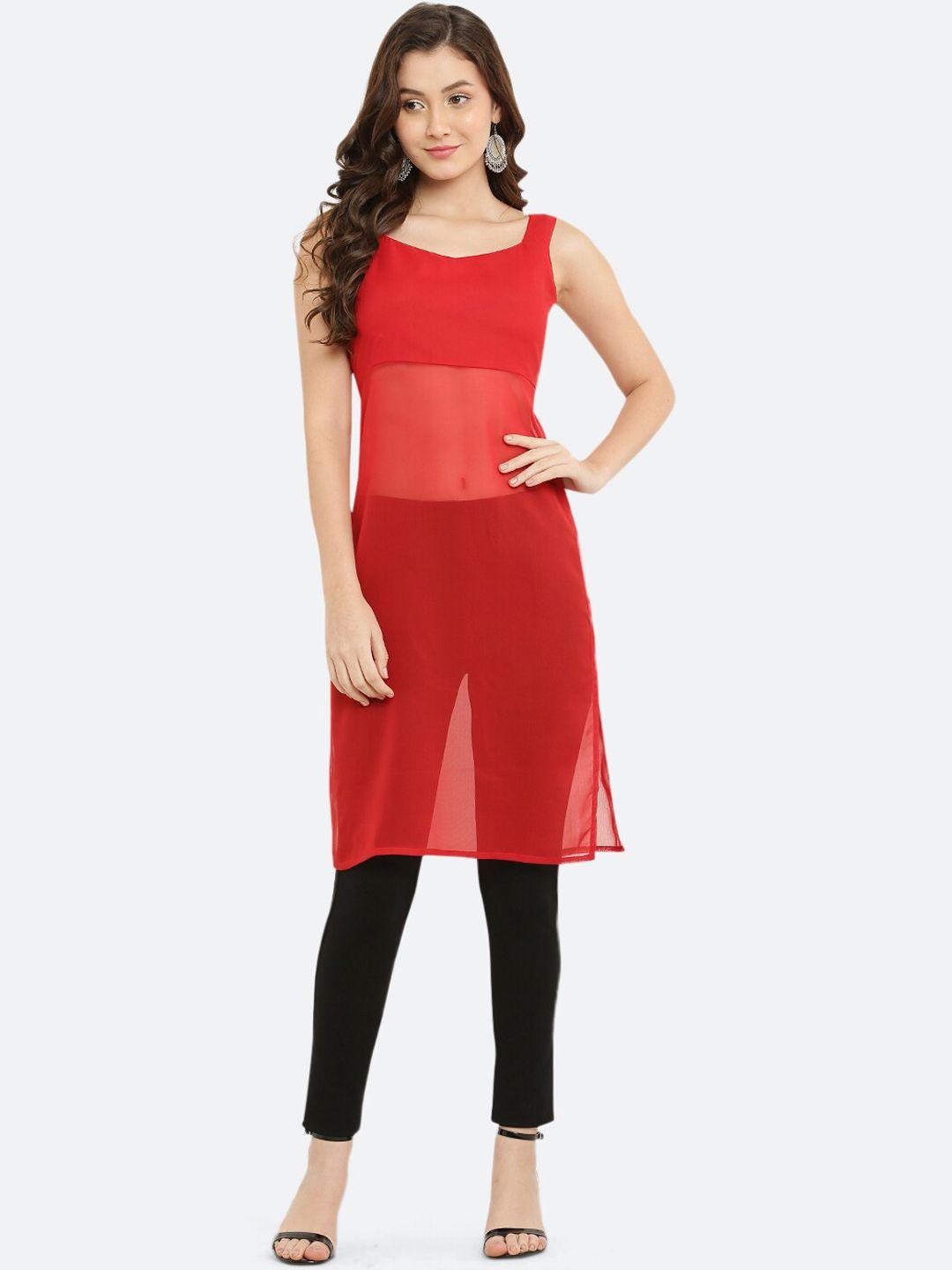 vesicle sleeveless straight kurta