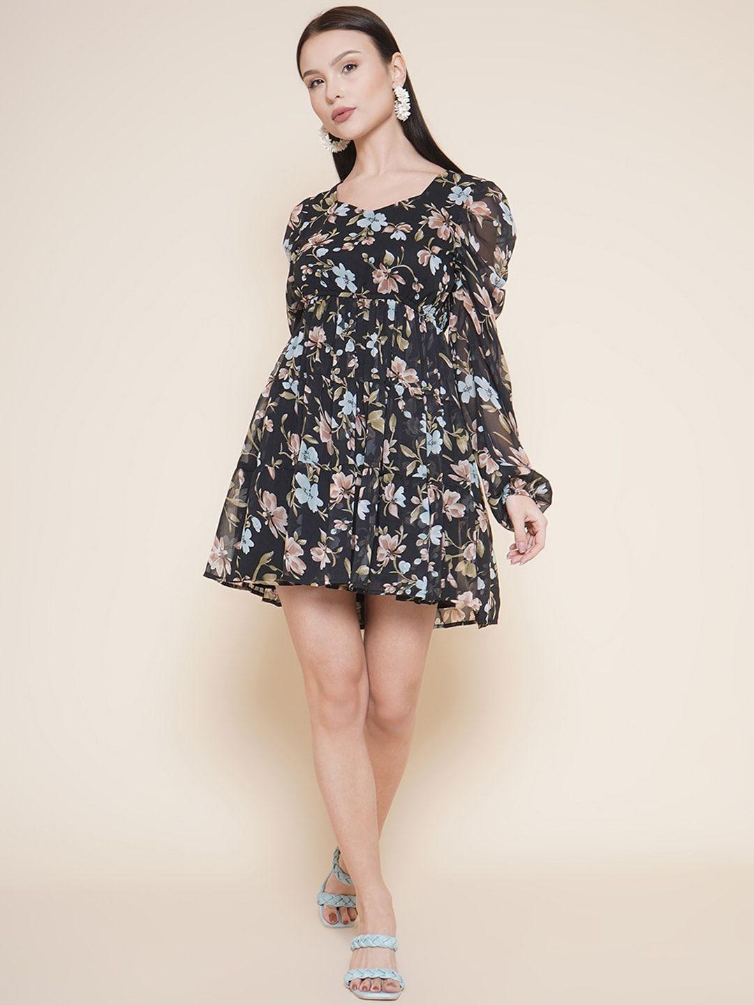 vestido modas floral printed fit & flare mini dress