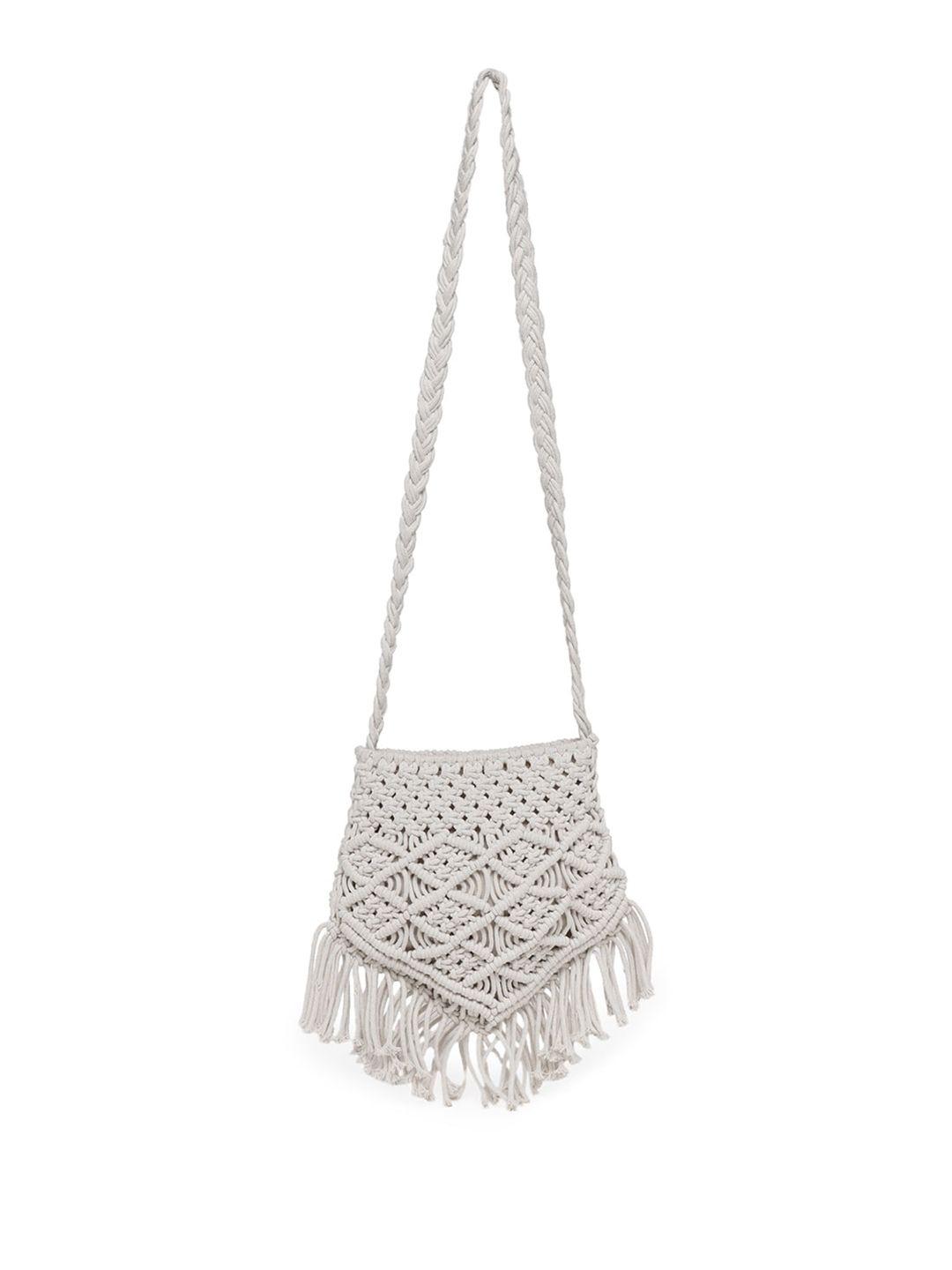 vestido modas self designed macrame cotton sling bag