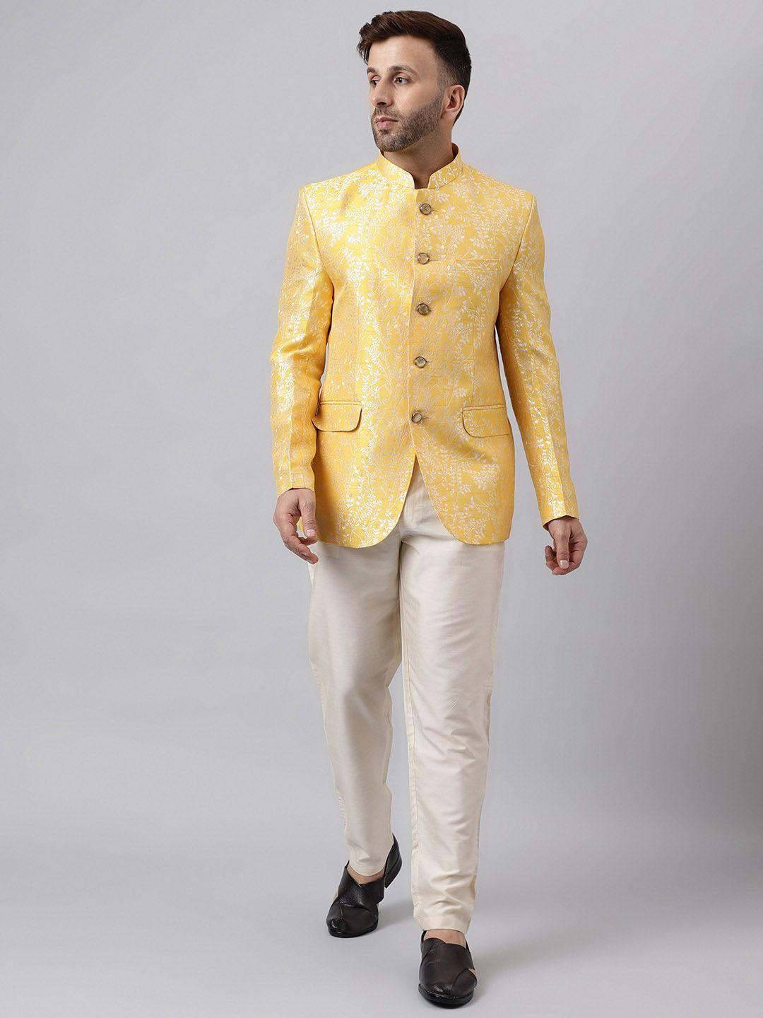 vgyaan self-design bandhgala two-piece ethnic suit