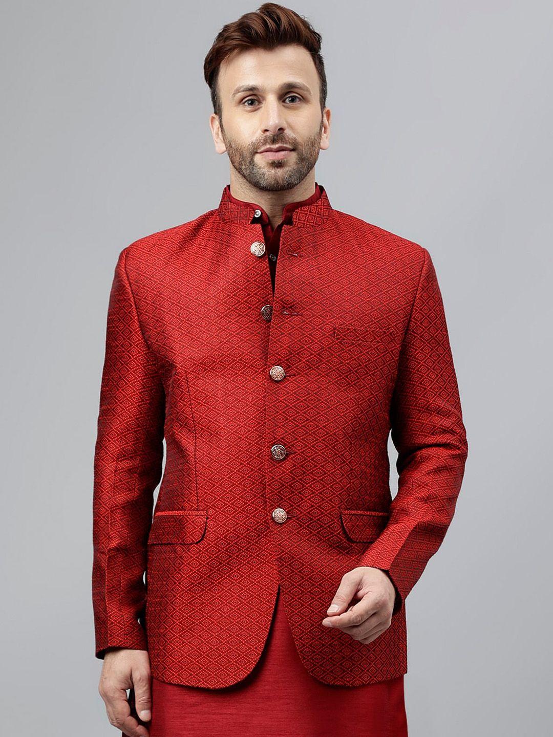 vgyaan woven design bandhgala ethnic blazers