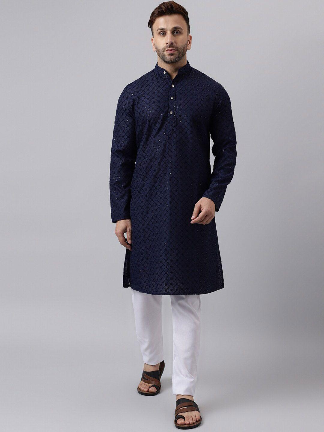 vgyaan ethnic motifs embroidered regular sequinned kurta with pyjamas