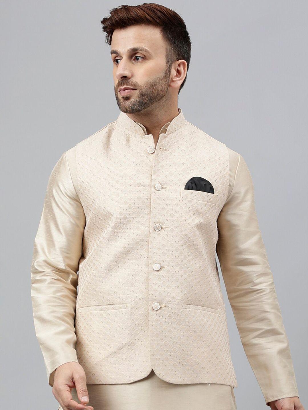 vgyaan ethnic woven design nehru jacket