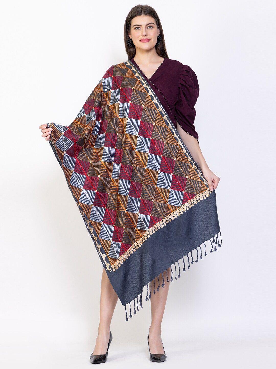 vh geometric embroidered shawl