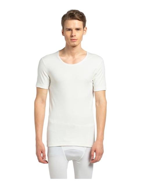 vh innerwear white cotton slim fit thermal vest