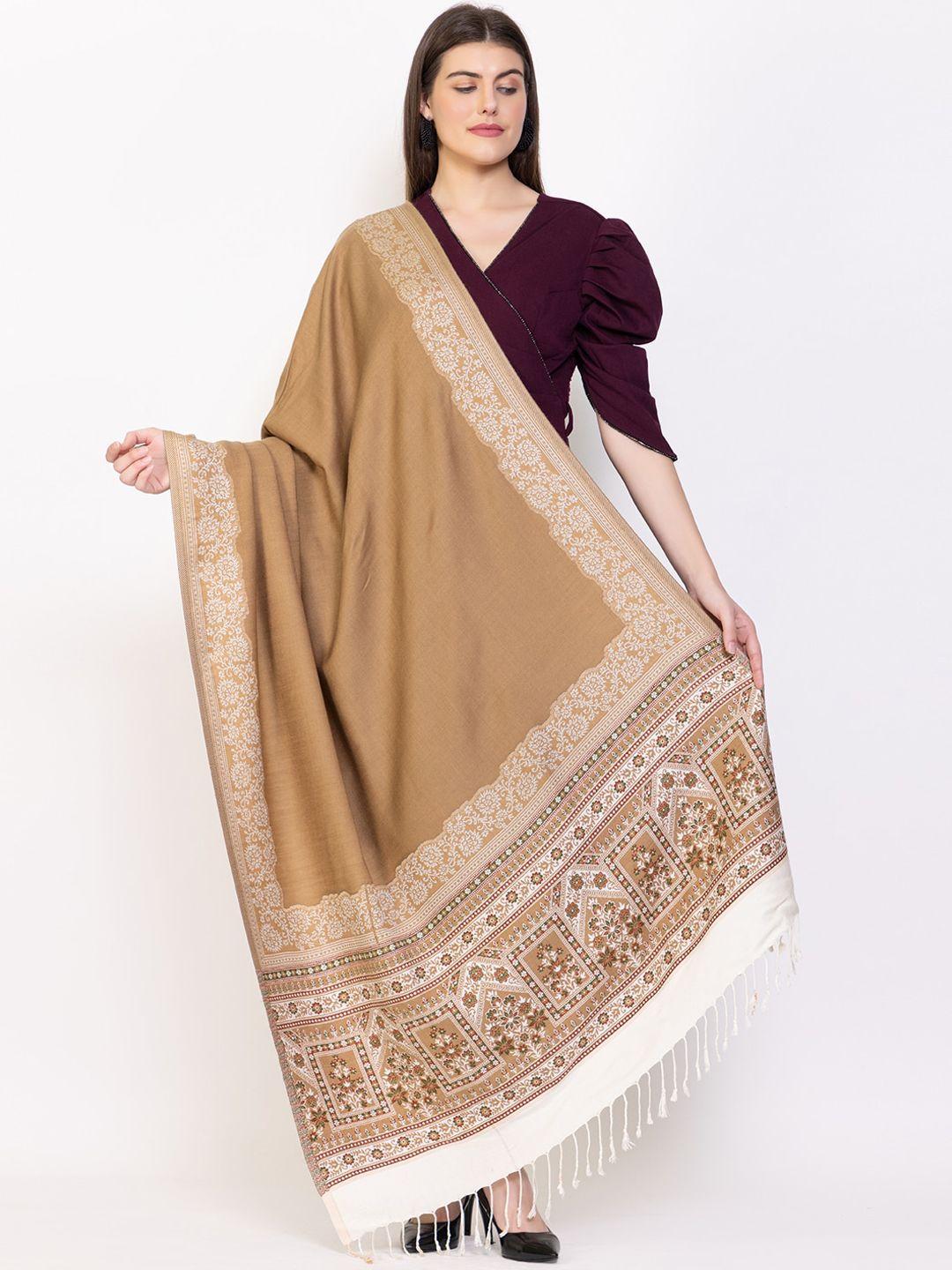 vh woven design tasseled pure wool shawl