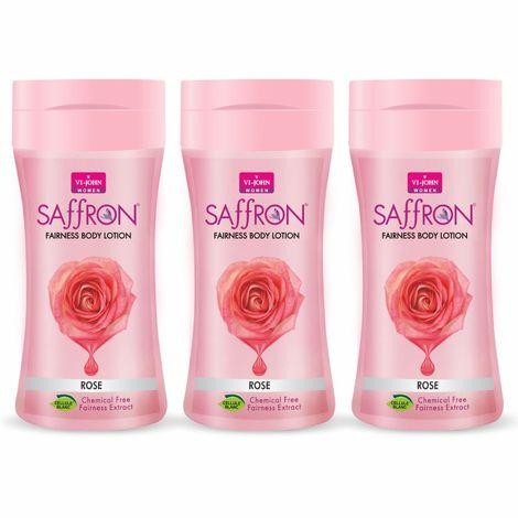 vi - john women rose skin -ageing non greasy chemical free fairness extract saffron fairness body lotion enriched with vitamin e, moisturizes skin upto 48 hour(pack of 3,250 ml each)