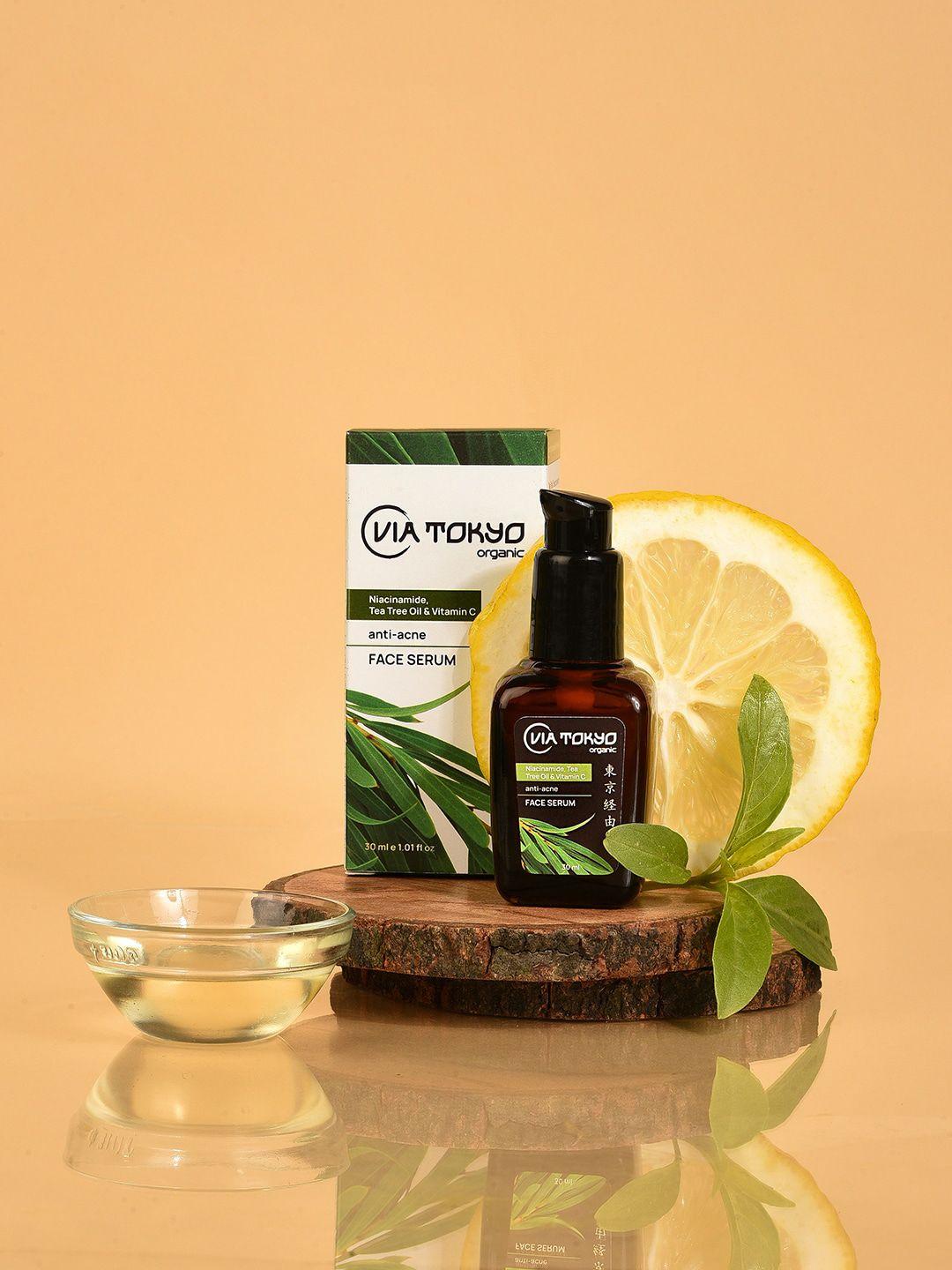 via tokyo organic niacinamide & tea tree oil vit c face serum - 30 ml