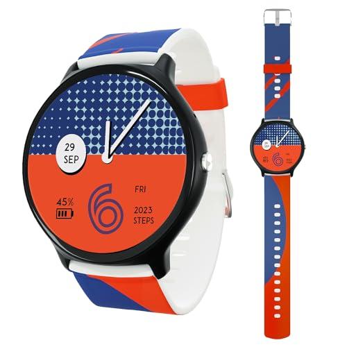 vibez by lifelong fusion smart watch for men & women, 1.39” hd display, 360*360 pixels, 550 nits, bt calling smartwatch, heart rate monitoring, spo2, ip67, multi sports mode (vbsw2277, orange & blue)