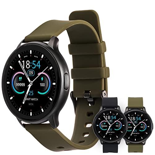 vibez by lifelong smartwatch for men & women | 1.28" hd display | one watch .two straps |bluetooth calling, multiple watch faces, health tracker, 7-day battery (vbswm1080,emerald series)