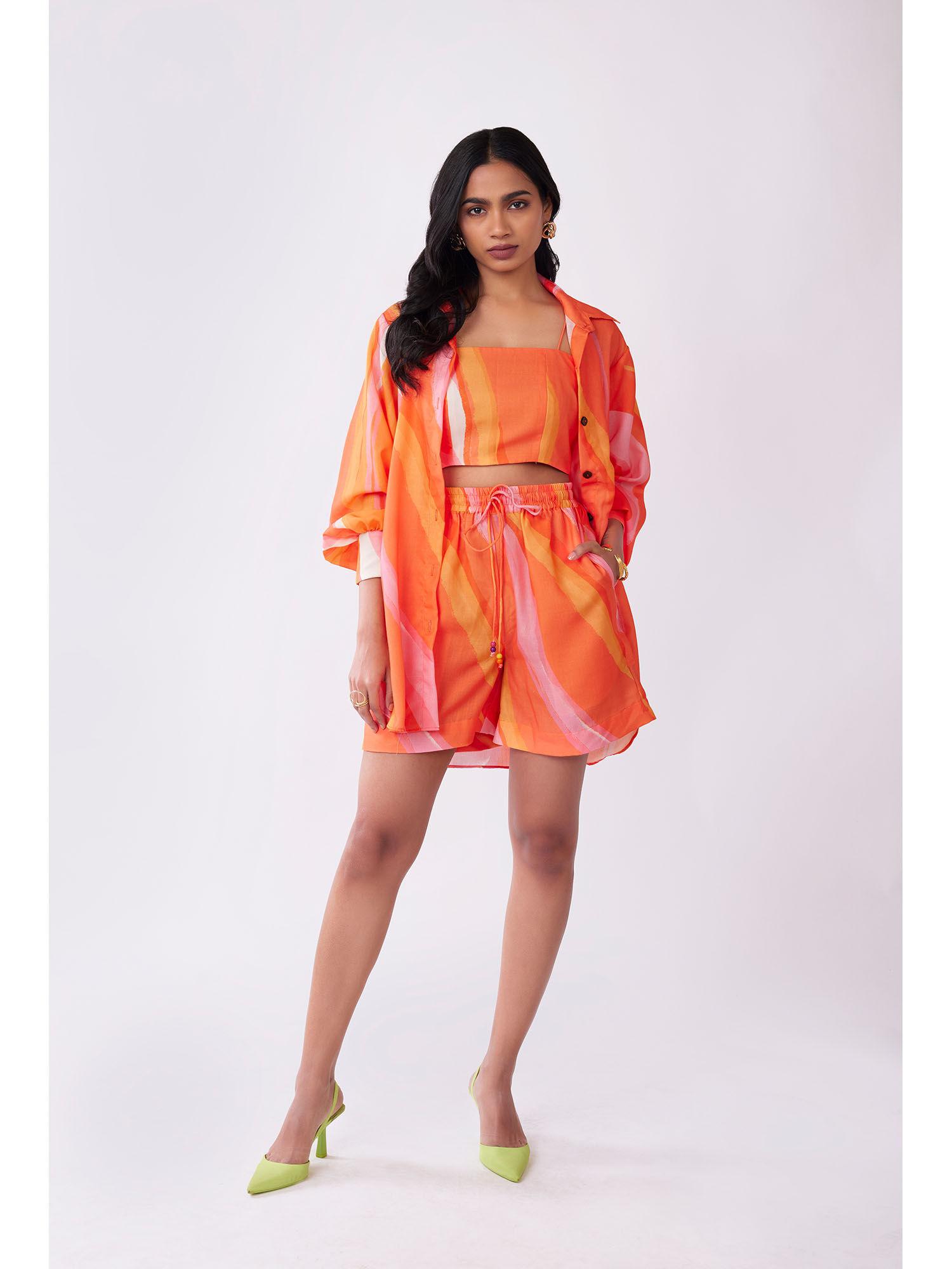 vibrant abstract printed co-ord (set of 3)