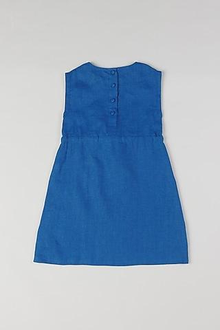 vibrant blue a-line dress for girls