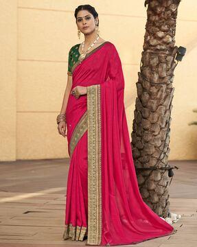 vichitra silk saree with contrast border