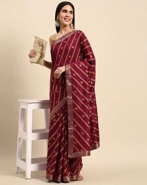 vichitra silk saree with floral woven motifs