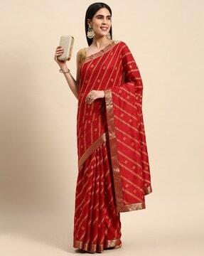 vichitra silk saree with floral woven motifs