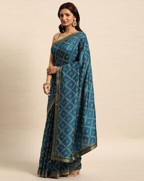 vichitra silk saree with floral woven motifs