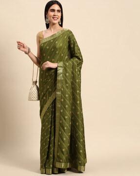 vichitra silk saree with floral woven motifs